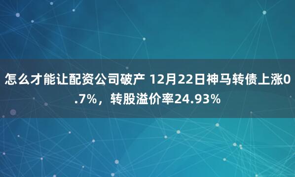 怎么才能让配资公司破产 12月22日神马转债上涨0.7%，转股溢价率24.93%